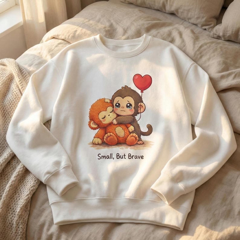Baby Punch Monkey Sweatshirt, Small But Brave, Abandoned Rescue Story Gift, Viral Monkey Crewneck