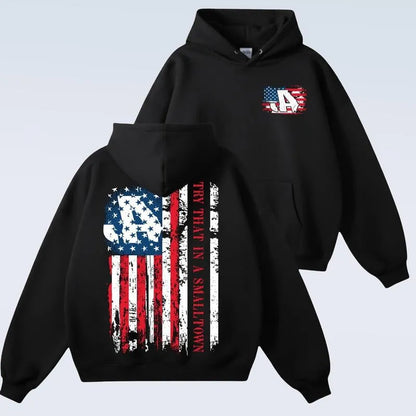 Try That In A Small Town Distressed American Flag Graphic T-Shirt/Sweatshirt/Hoodie