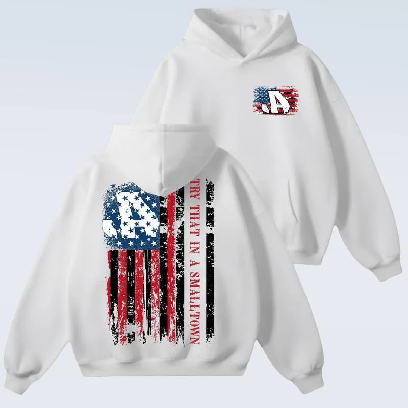 Try That In A Small Town Distressed American Flag Graphic T-Shirt/Sweatshirt/Hoodie