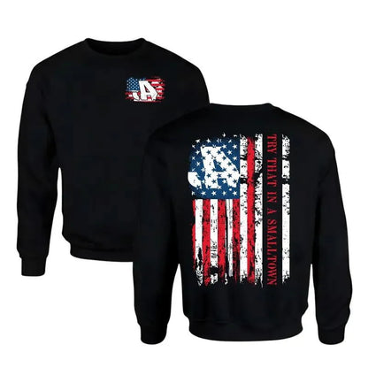 Try That In A Small Town Distressed American Flag Graphic T-Shirt/Sweatshirt/Hoodie