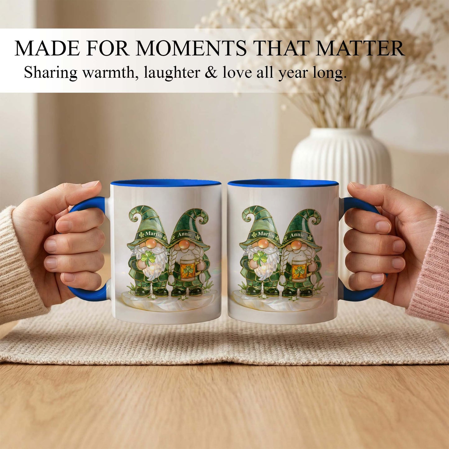 Lucky Clover Gnome Mug – Personalized Couple Coffee Mug St. Patrick’s Day Gift