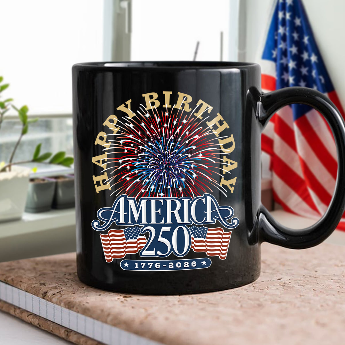 America 250 Semiquincentennial Fireworks Celebration Black Mug HO82 894606
