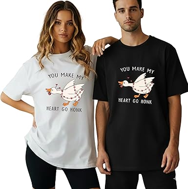 Funny Goose Couples Tshirts for Adults,Matching Shirts for Couples, Valentine Gifts for Boyfriend Or Girlfriend