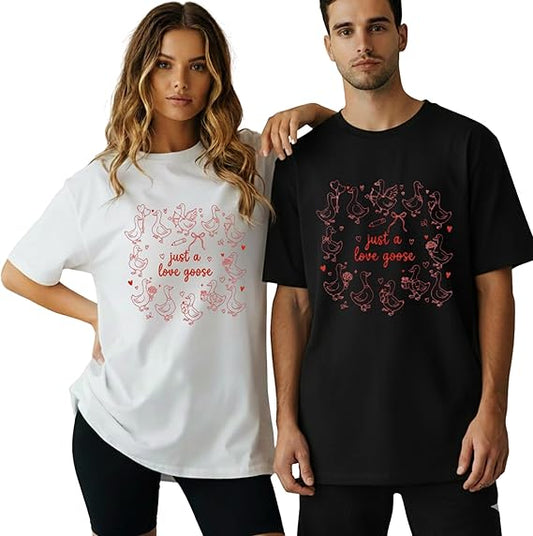 Funny Goose Couples Tshirts for Adults, Matching Clothes for Couples, Valentine Gifts for Boyfriend Or Girlfriend