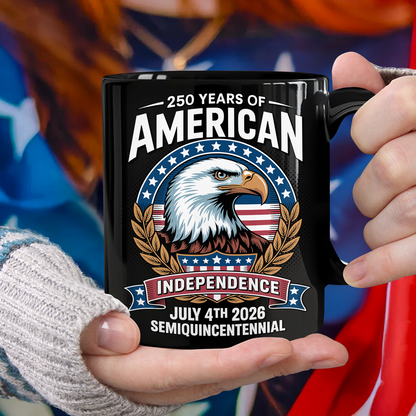 American 250 Years Independence Eagle - July 4th 2026 Black Mug LM32 895249