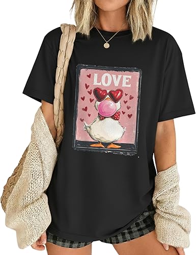 Duck Love T-Shirt, Cute Duck Bubblegum Tee, Funny Romantic Shirt for Men Women, Couple Matching Outfit Gift for Lover
