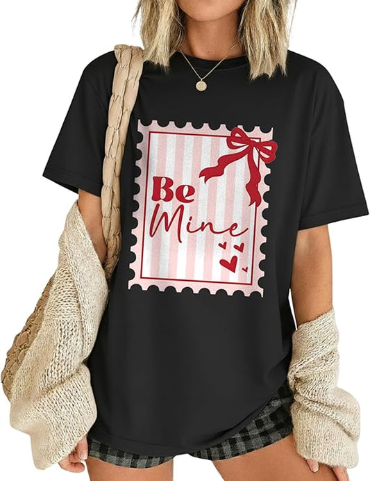 Be Mine Shirt, Cute Valentines Day Outfit, Casual Womens Overnight Galentines Outfits,Cute Valentine Tshirt for Teen Girls
