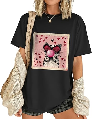 Cat Couple Matching T-Shirts Funny Romantic Love Heart Design, Unisex Shirt for Men Women, Boyfriend Girlfriend Gift