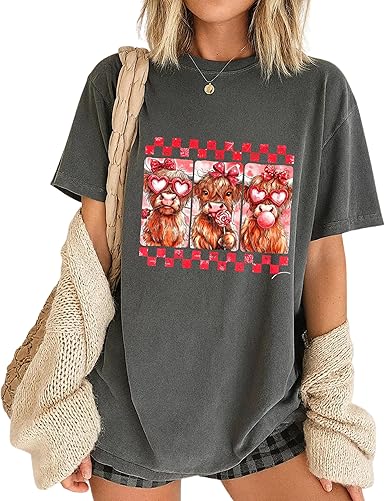 Highland Cow Clothing for Women, Matching Tshirt for Him and Her Funny, Valentine Matching Shirt for Couples