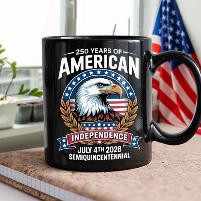 American 250 Years Independence Eagle - July 4th 2026 Black Mug LM32 895249