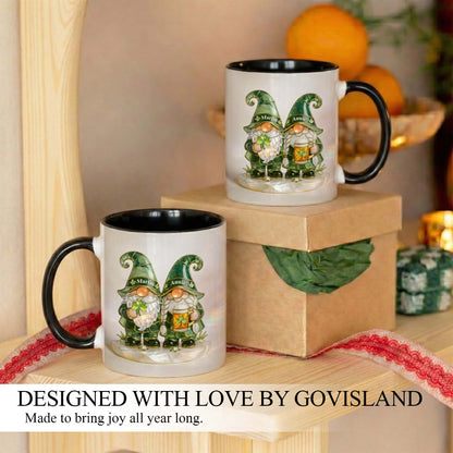 Lucky Clover Gnome Mug – Personalized Couple Coffee Mug St. Patrick’s Day Gift