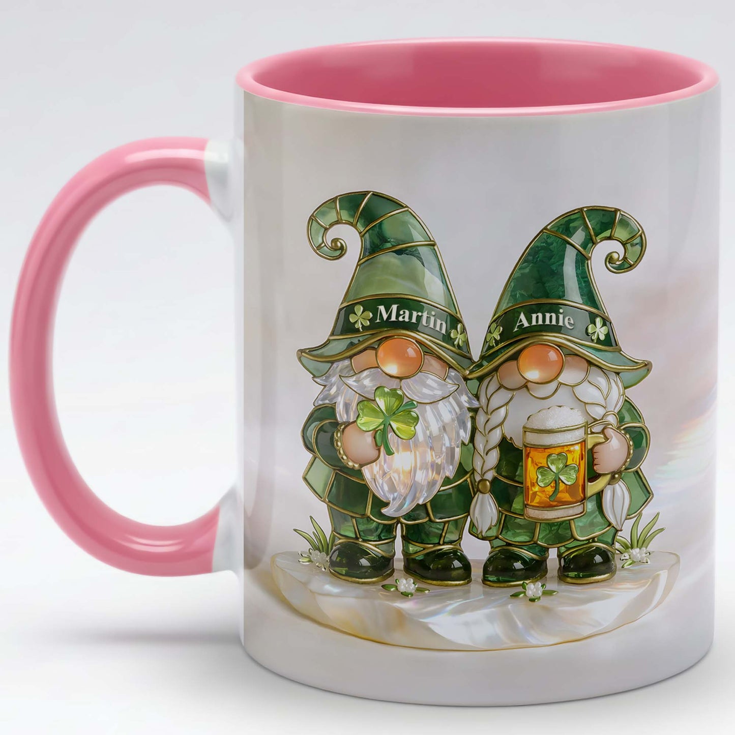 Lucky Clover Gnome Mug – Personalized Couple Coffee Mug St. Patrick’s Day Gift