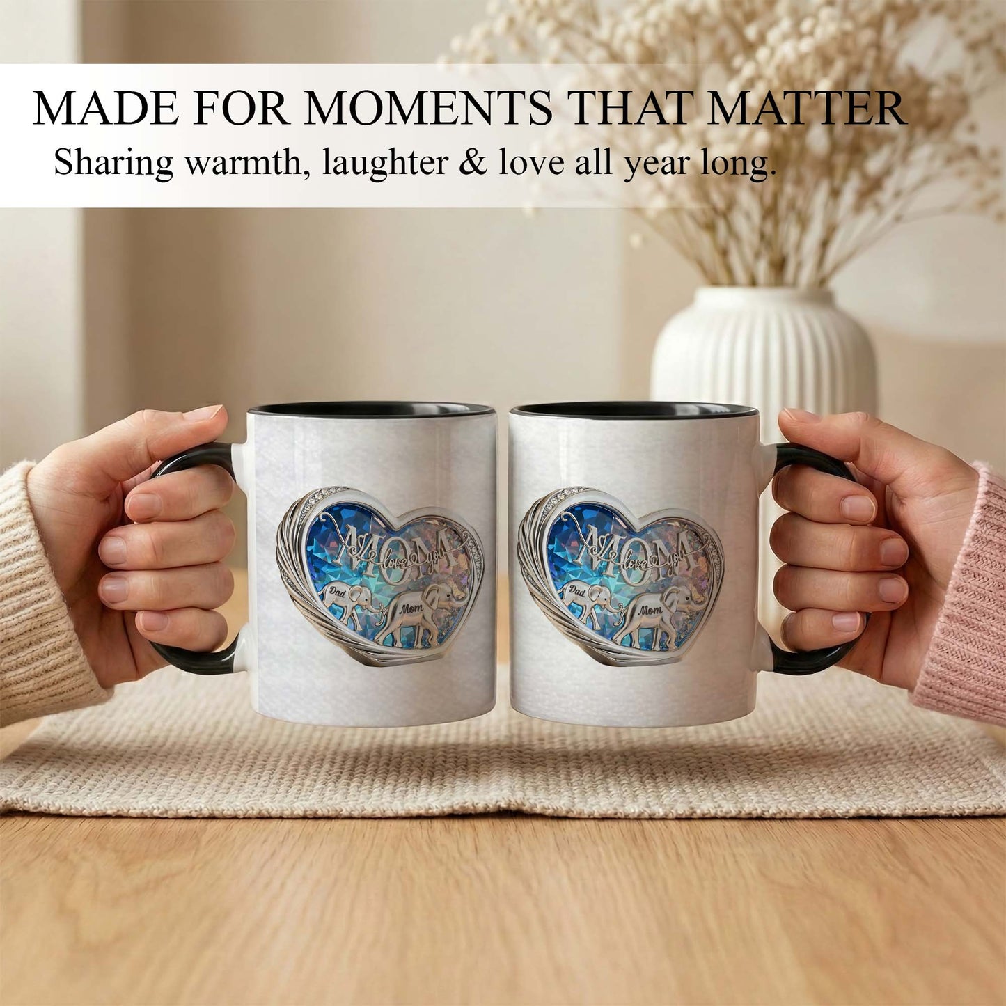 Elephant Family Love Mug – Personalized Parents Coffee Mug Gift