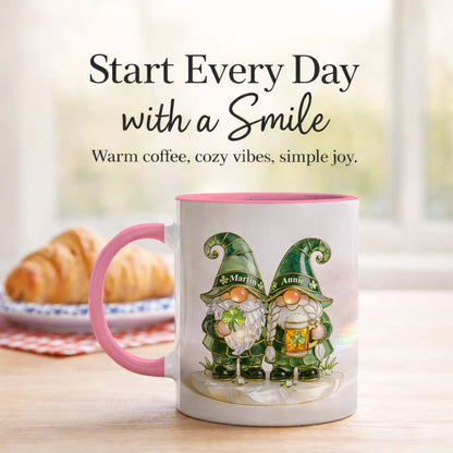Lucky Clover Gnome Mug – Personalized Couple Coffee Mug St. Patrick’s Day Gift