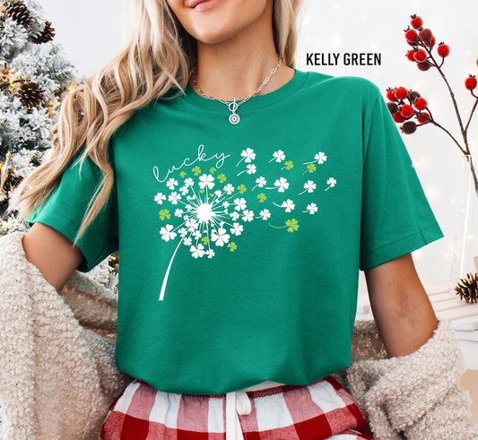 Dandelion St Patrick's Day Shirt, Dandelion Shamrock Shirt, St Patrick's Day Gift Shirt, Irish Day Shirt, Shamrock Clovers Flying Shirt