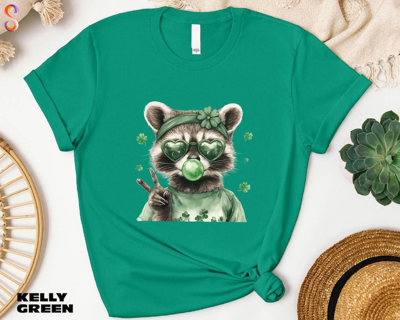 Funny Raccoon St Patricks Day Sweatshirt, Lucky Shirt, Irish Raccoon Sweater, St Patricks Gift, Trash Panda Tee, Shamrock T-Shirt