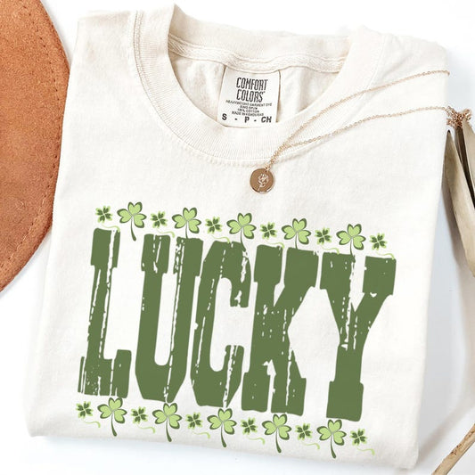 Comfort Colors® St Patricks Day Comfort Colors Shirt Lucky Shamrock Tshirt Cute Saint Patrick's Party Tee Four Leaf Clover T-shirt