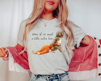 Monkey Punch Shirt, Baby Monkey Holding Plush Toy Tee, Emotional Shirt, Mother Gift, Animal Lover Gift, Cute Trendy Shirt, Baby Monkey Shirt