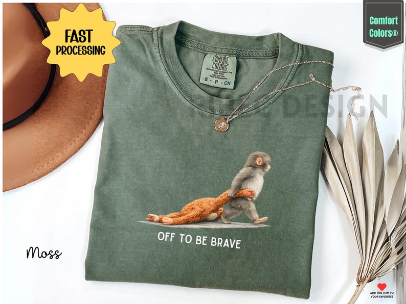 Off To Be Brave Comfort Colors Monkey Punch Shirt, Viral Baby Monkey Plush Meme Tee, Team Punch T-Shirt, Baby Monkey Punch Shirt