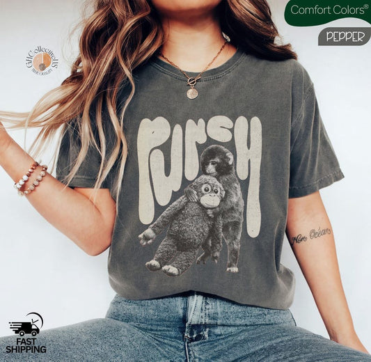 Baby Monkey Holding Plush Toy, Baby Monkey Punch Shirt, Trendy Shirt, Trend Viral Baby Monkey Tshirt