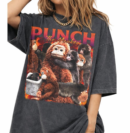 Vintage Bootleg Style Punch The Monkey Shirt, Funny Empathetic Meme Tee