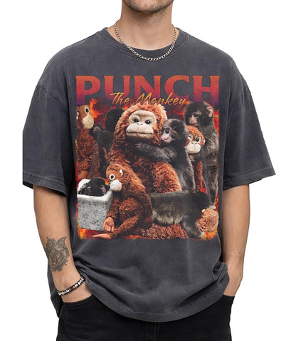 Vintage Bootleg Style Punch The Monkey Shirt, Funny Empathetic Meme Tee