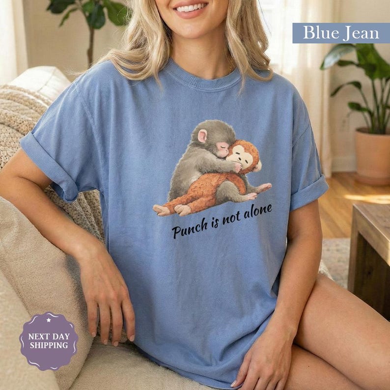 Viral Sad Monkey Shirt, Punch The Monkey Tee, Ichikawa Zoo Macaque, Emotional Support Stuffed Animal, Comfort Colors 1717