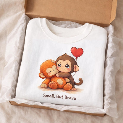 Baby Punch Monkey Sweatshirt, Small But Brave, Abandoned Rescue Story Gift, Viral Monkey Crewneck