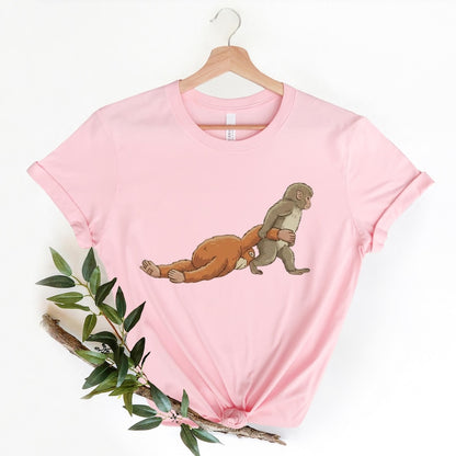 Monkey Punch Graphic T Shirt, Baby Monkey Holding Plush Toy, Animal Lover Gift, Cute Cozy Tee
