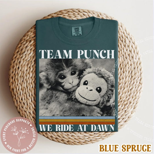 Team Punch Monkey Ride At Dawn Hopecore Retro Tshirt Save Punch Anti Bully Animal Lover Baby Monkey Cute Shirt