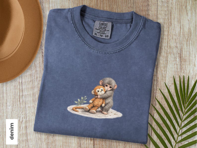 Monkey Punch Shirt, Baby Monkey Holding Plush Toy T-Shirt, Animal Lover Gift, Viral Sad Monkey Meme, Mama & Youth Graphic Tee