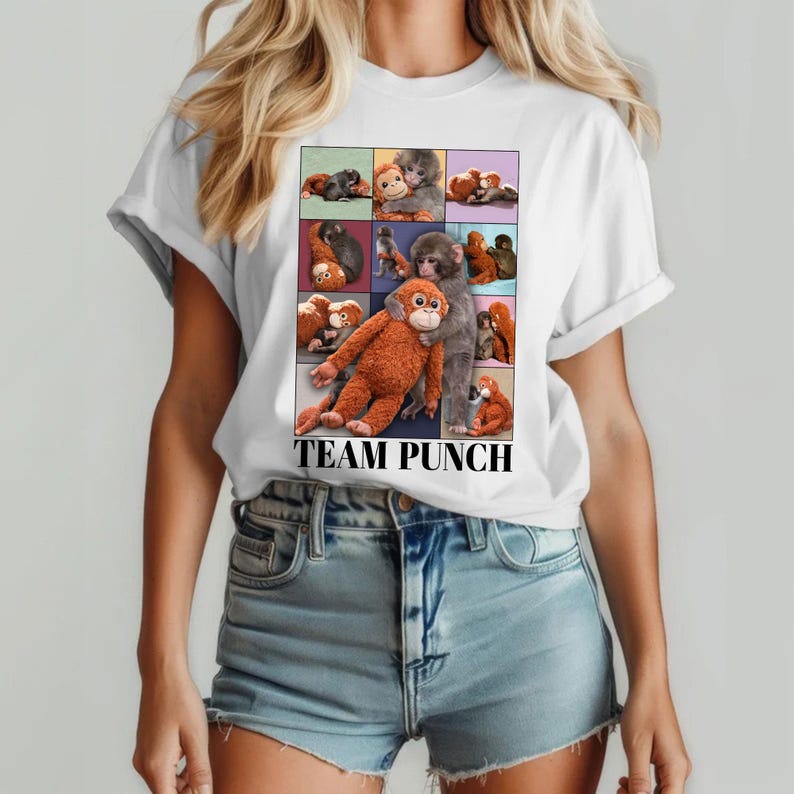 Baby Monkey Punch Shirt, Team Punch Viral Monkey Graphic Tee, Cute Humor Animal Shirt, Lonely Monkey Graphic T Shirt, Monkey Lover Gift