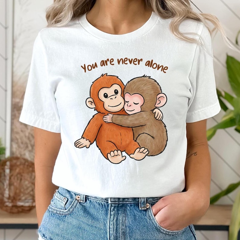 You Are Never Alone Sweatshirt, Baby Monkey Punch, Monkey Plush Top, Team Punch Shirt, Cute Humor Animal Shirt, Support Monkey Punch Shirt
