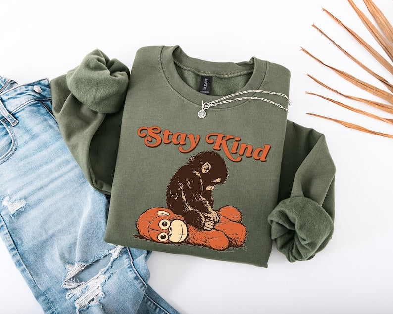Punch Monkey Stay Kind Shirt Boxy Sweatshirt, I Stand With Punch, Save Punch, Protect Punch, Viral Punch Monkey, Cute Baby Monkey Punch Top