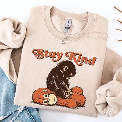 Punch Monkey Stay Kind Shirt Boxy Sweatshirt, I Stand With Punch, Save Punch, Protect Punch, Viral Punch Monkey, Cute Baby Monkey Punch Top