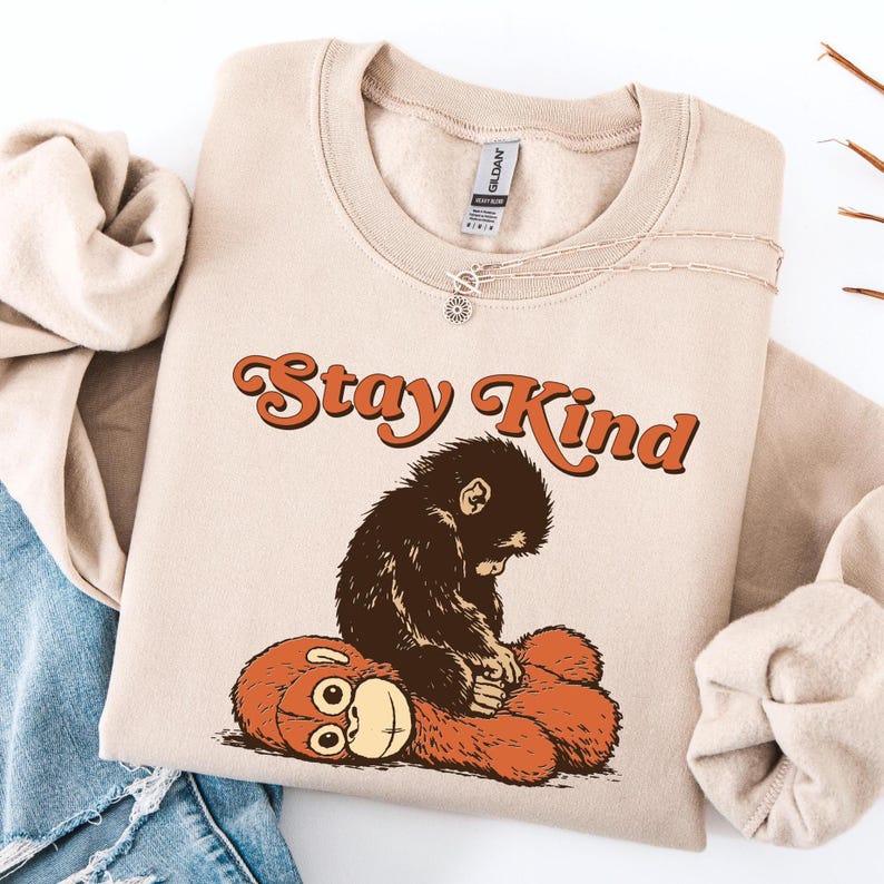 Punch Monkey Stay Kind Shirt Boxy Sweatshirt, I Stand With Punch, Save Punch, Protect Punch, Viral Punch Monkey, Cute Baby Monkey Punch Top