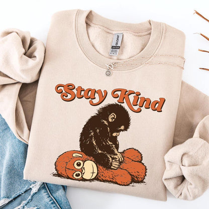 Punch Monkey Stay Kind Shirt Boxy Sweatshirt, I Stand With Punch, Save Punch, Protect Punch, Viral Punch Monkey, Cute Baby Monkey Punch Top