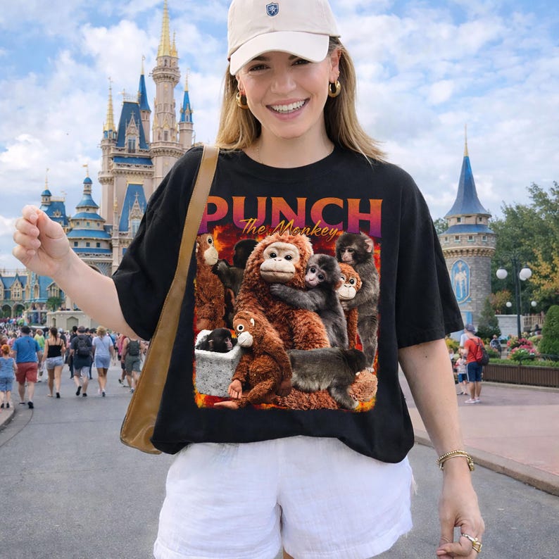 Vintage Bootleg Style Punch The Monkey Shirt, Funny Empathetic Meme Tee