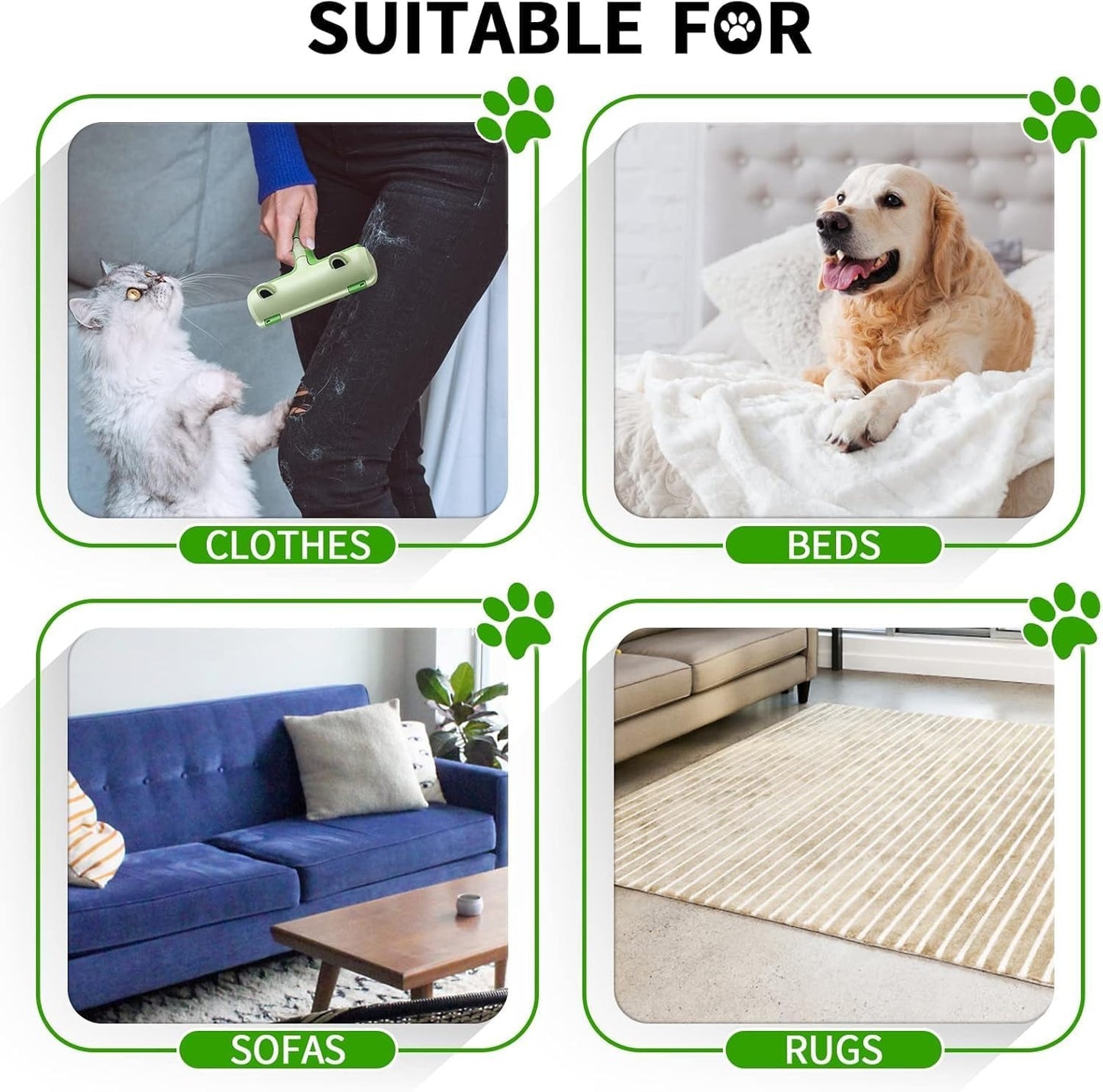 Premium Roller Pet Hair Remover, Reusable Lint Roller for Pet Hair, Couch Roller for Pet Hair Cleaner, Animal Hair Remover for Furniture, Couch Dog Fur Remover from Clothes