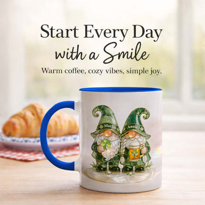 Lucky Clover Gnome Mug – Personalized Couple Coffee Mug St. Patrick’s Day Gift