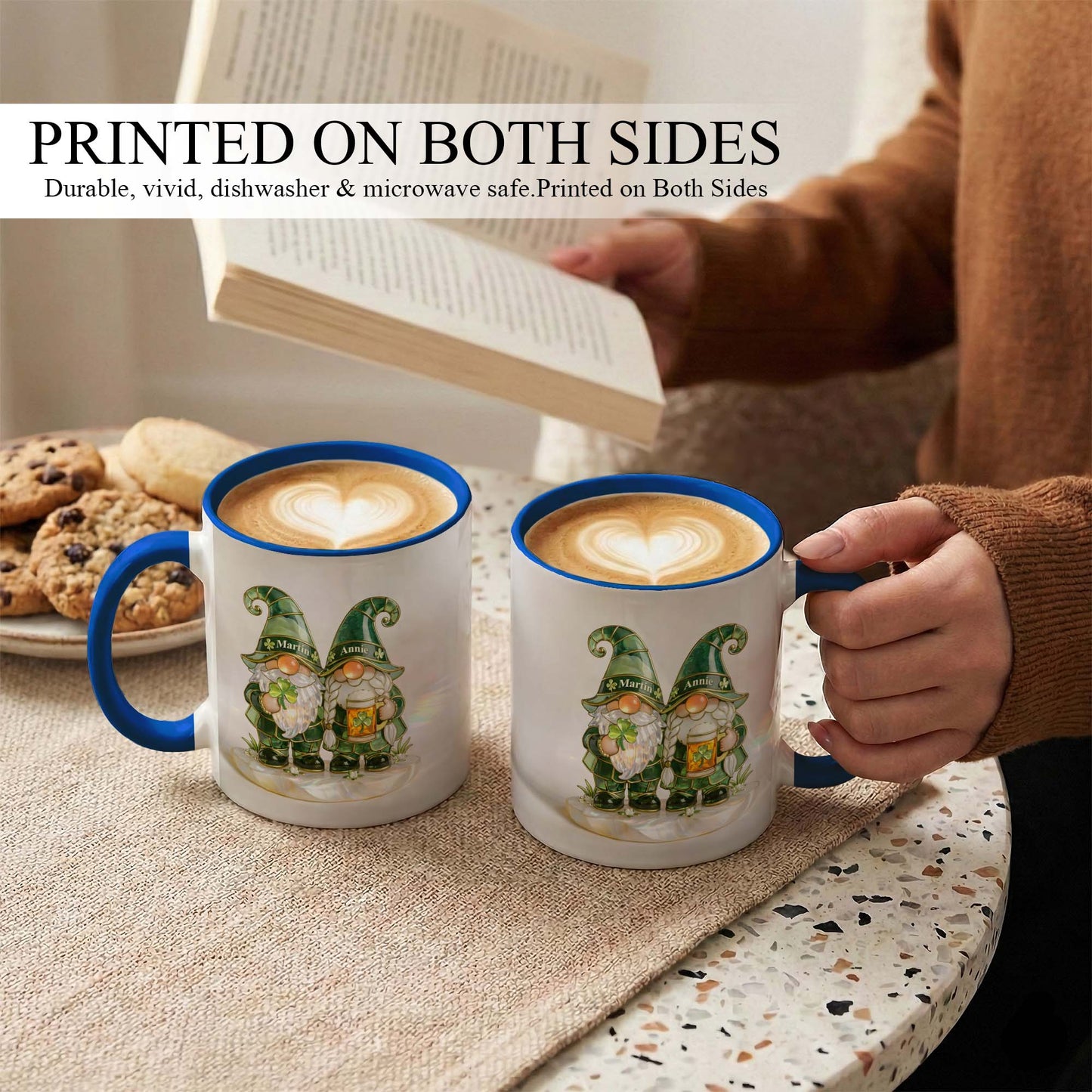 Lucky Clover Gnome Mug – Personalized Couple Coffee Mug St. Patrick’s Day Gift