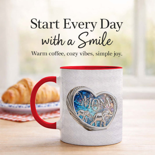 Elephant Family Love Mug – Personalized Parents Coffee Mug Gift