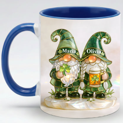 Lucky Clover Gnome Mug – Personalized Couple Coffee Mug St. Patrick’s Day Gift