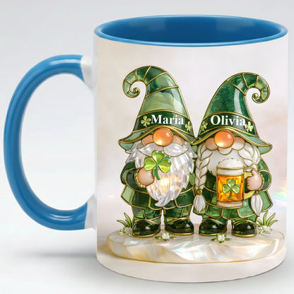 Lucky Clover Gnome Mug – Personalized Couple Coffee Mug St. Patrick’s Day Gift