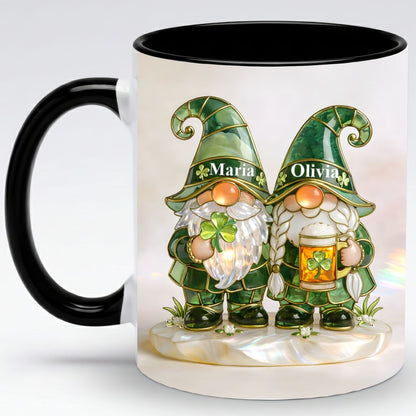 Lucky Clover Gnome Mug – Personalized Couple Coffee Mug St. Patrick’s Day Gift