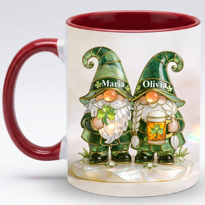 Lucky Clover Gnome Mug – Personalized Couple Coffee Mug St. Patrick’s Day Gift