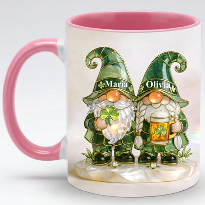 Lucky Clover Gnome Mug – Personalized Couple Coffee Mug St. Patrick’s Day Gift