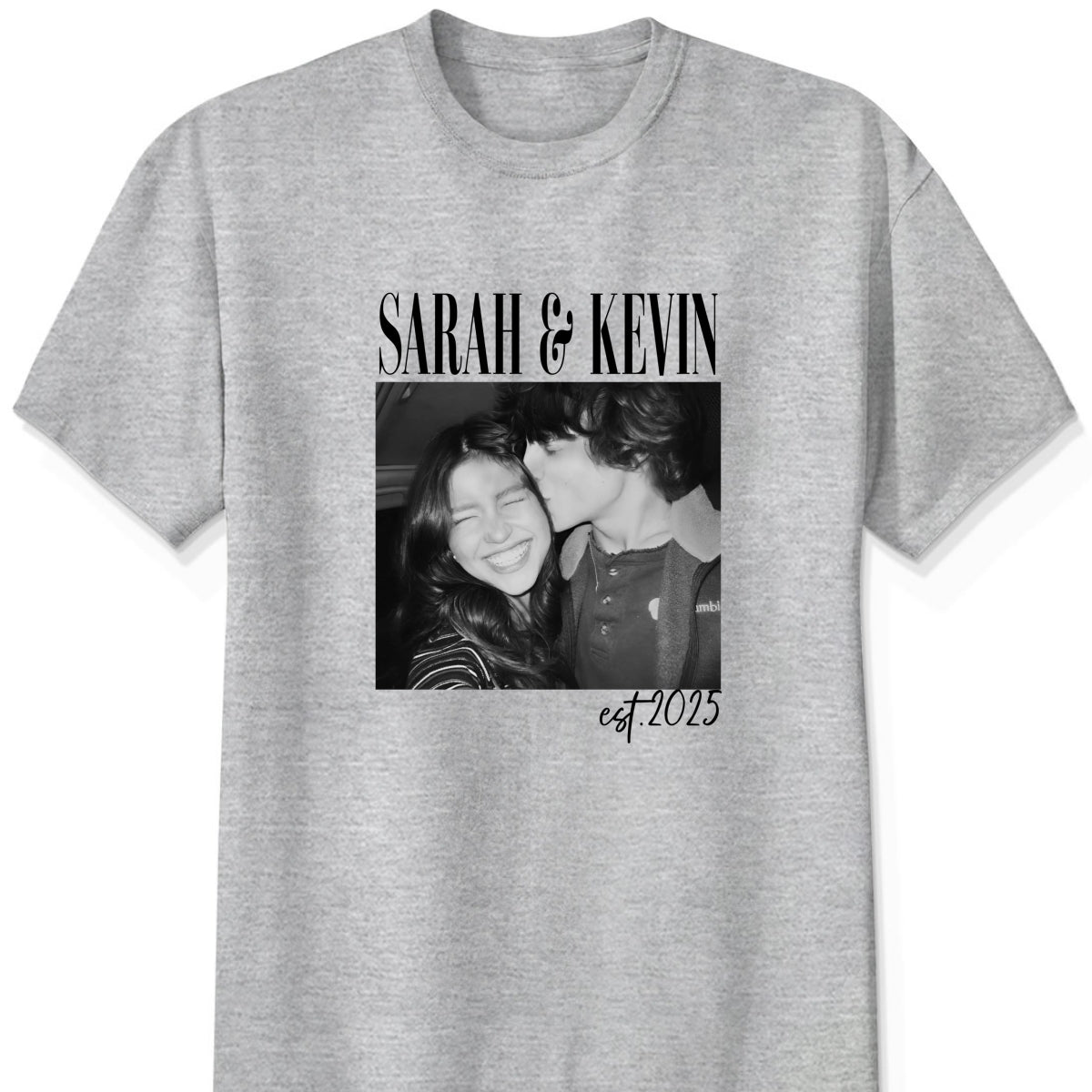 Vintage Couple Picture Matching, Anniversary Gift, Valentine's Day Gifts - Personalized Photo Comfort Tee