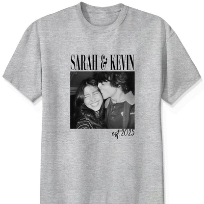 Vintage Couple Picture Matching, Anniversary Gift, Valentine's Day Gifts - Personalized Photo Comfort Tee