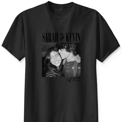 Vintage Couple Picture Matching, Anniversary Gift, Valentine's Day Gifts - Personalized Photo Comfort Tee